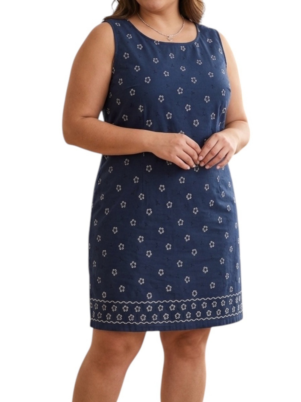 Silhouettes Women’s Size 22W Printed
Sleeveless Shift dress Blue 100% Cotton - Picture 1 of 13